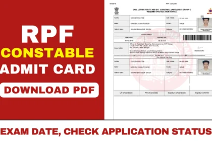 RPF Constable Admit Card